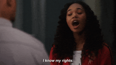woman saying she knows her rights