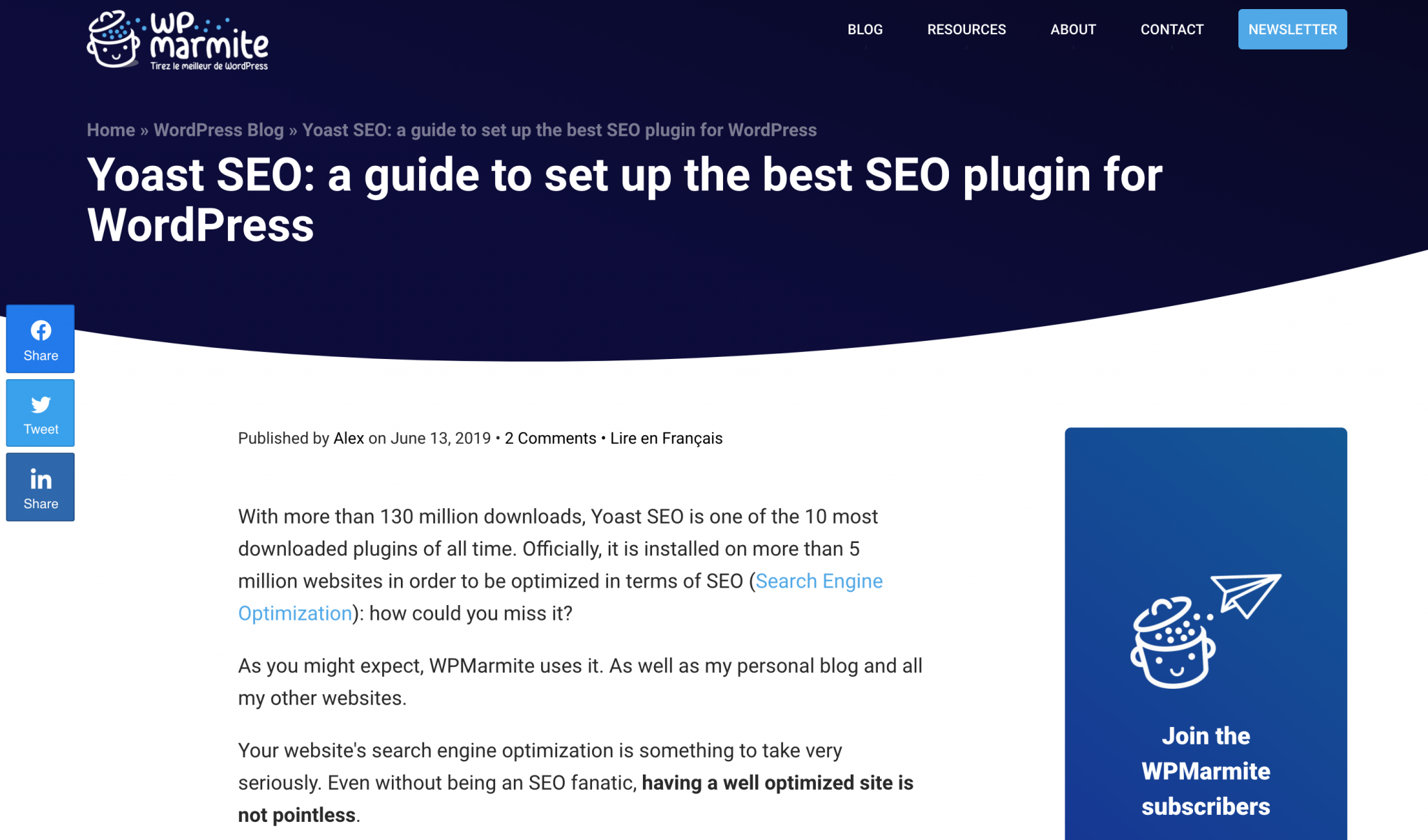 Yoast SEO plugin tutorial on WPMarmite's website