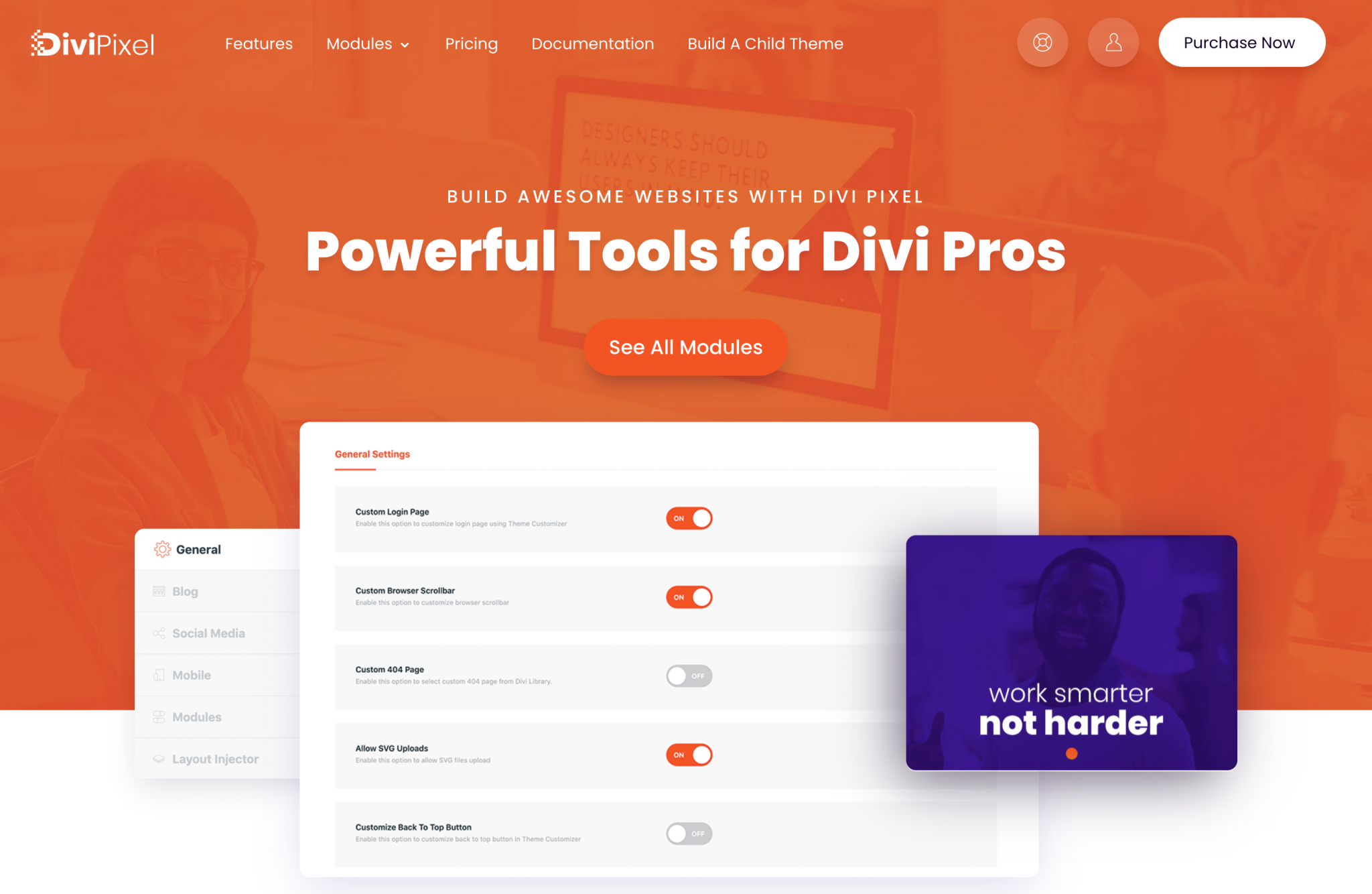 divi pixel website homepage