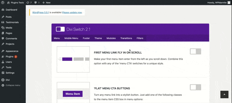 divi switch admin presentation