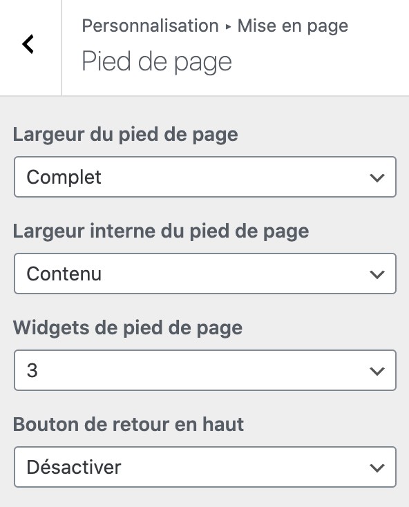 Le footer du thème GeneratePress