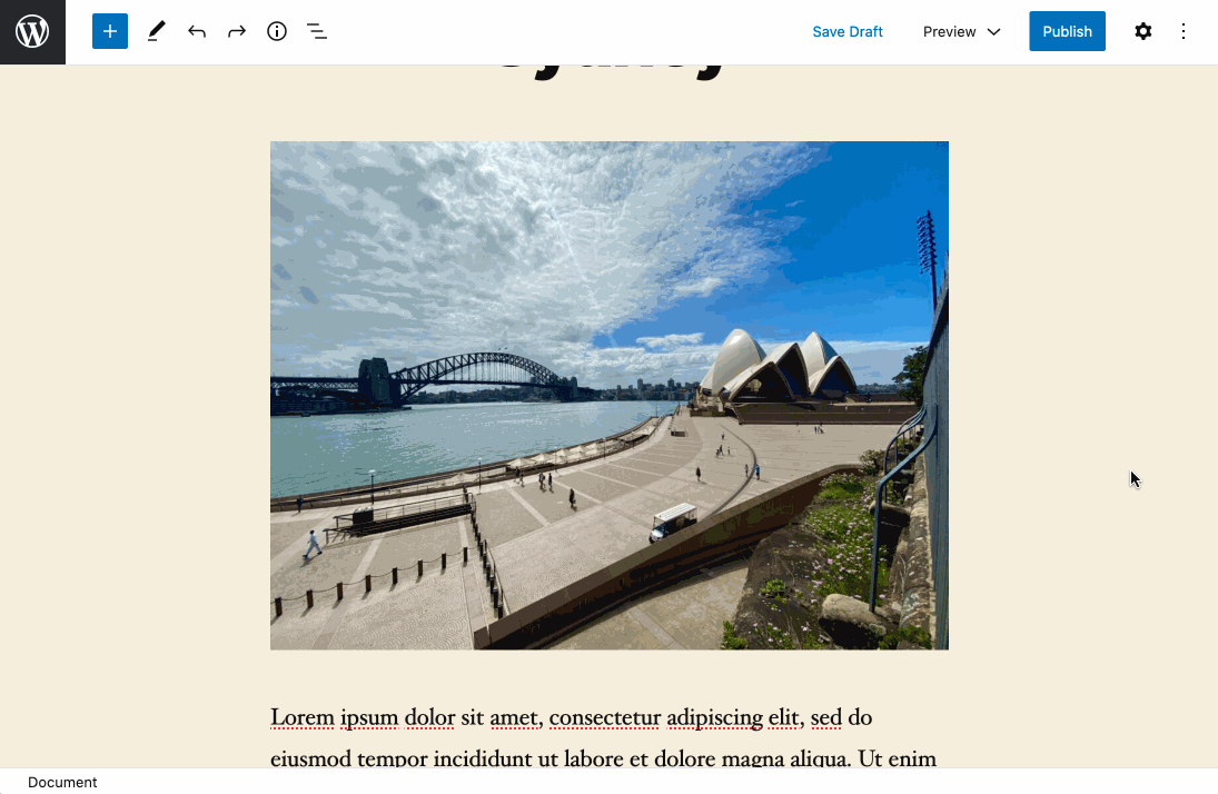 Gutenberg image cropping preview