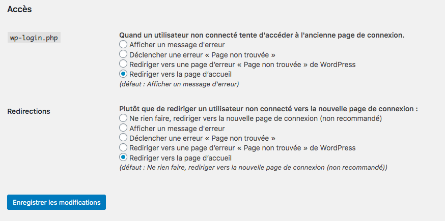 Personnalisation des redirections et messages d'erreur du plugin Move Login