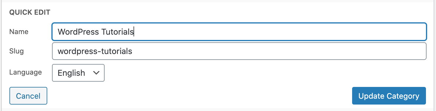 quick edit of the wordpress tutorials category of wpmarmite's blog