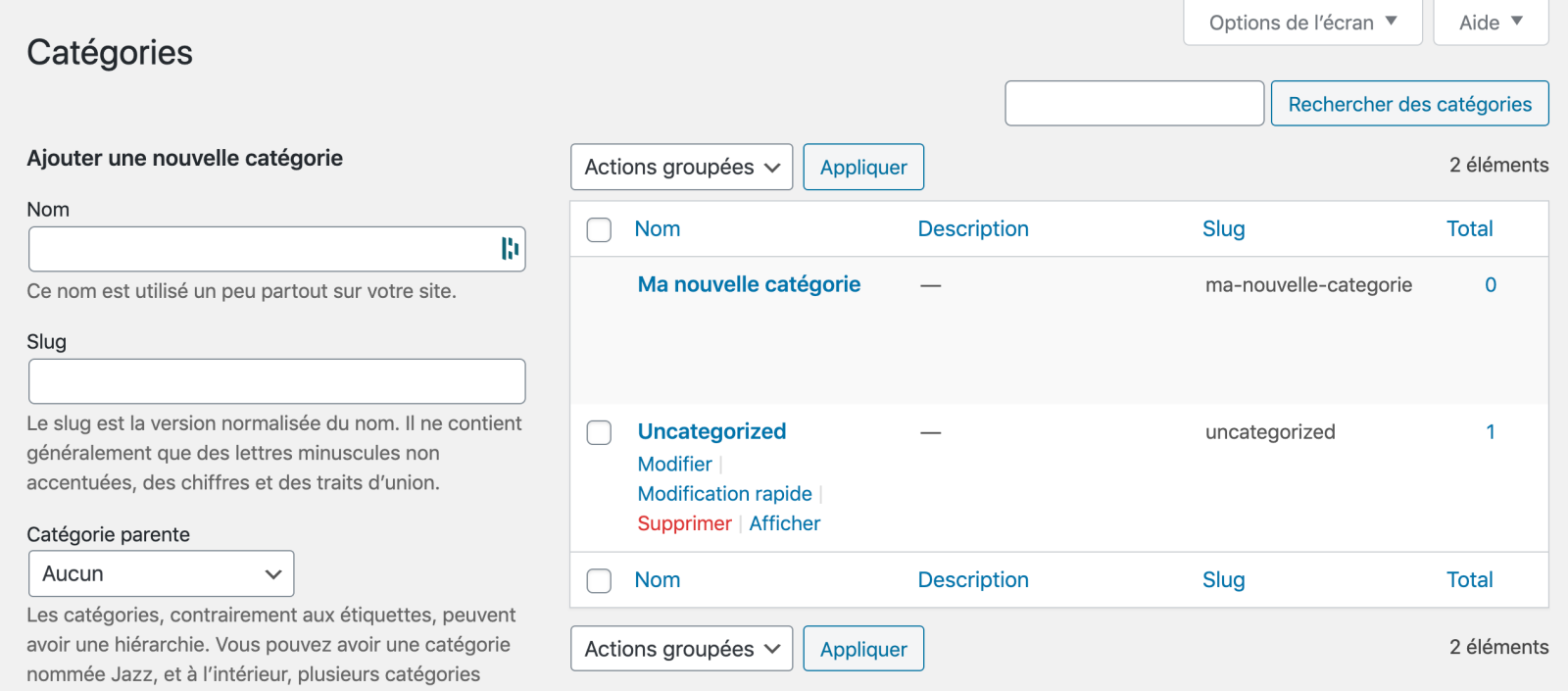 supprimer catégorie par défaut WordPress
