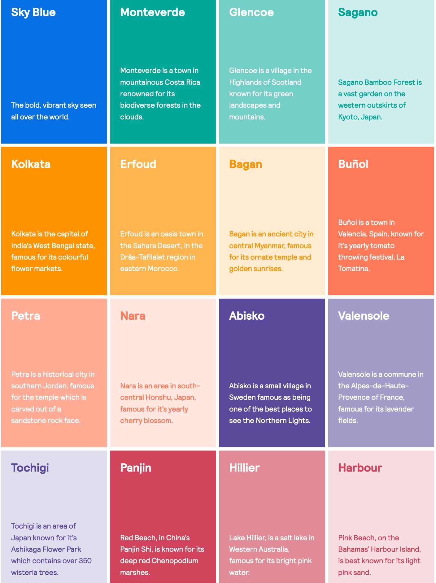 Skyscanner colors explained in its online style guide