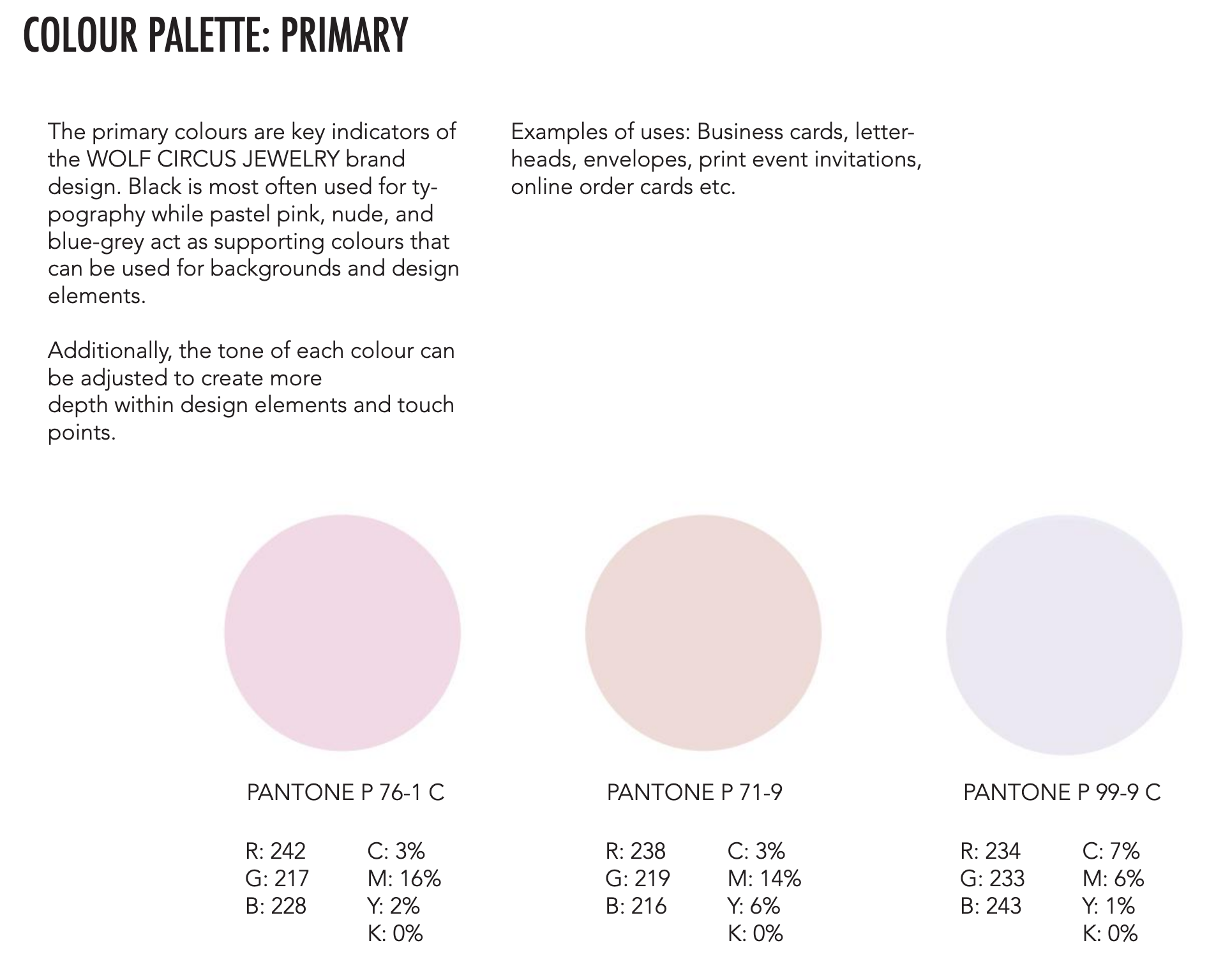 Wolf Circus Jewelry color palette