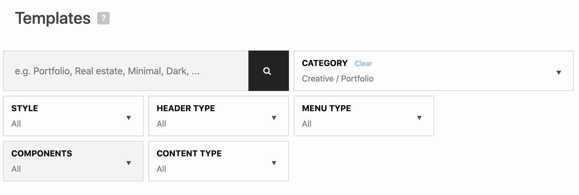 La barre de recherche de templates sur Jupiter.