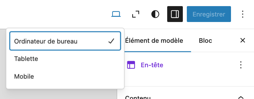 L'Éditeur de site dispose d'options pour gérer le responsive de votre header WordPress.