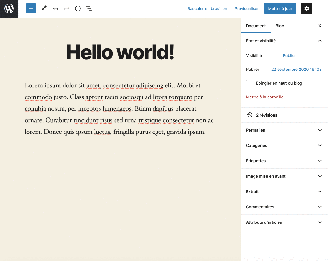 Gutenberg sur WordPress