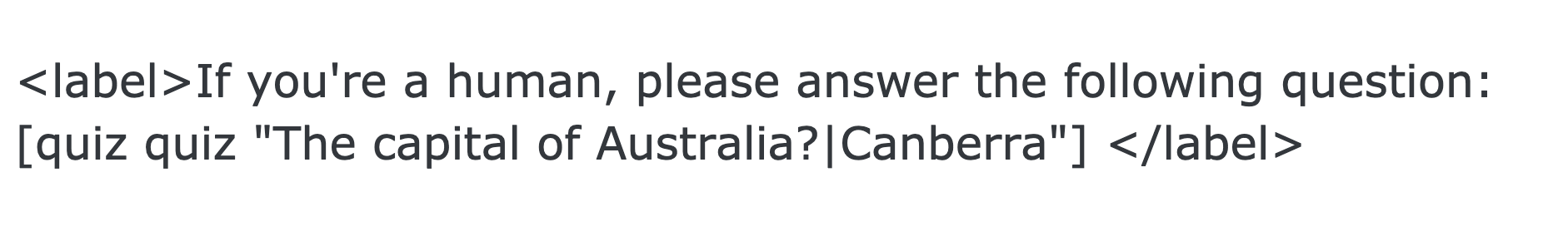 label quiz inserted in contact form 7