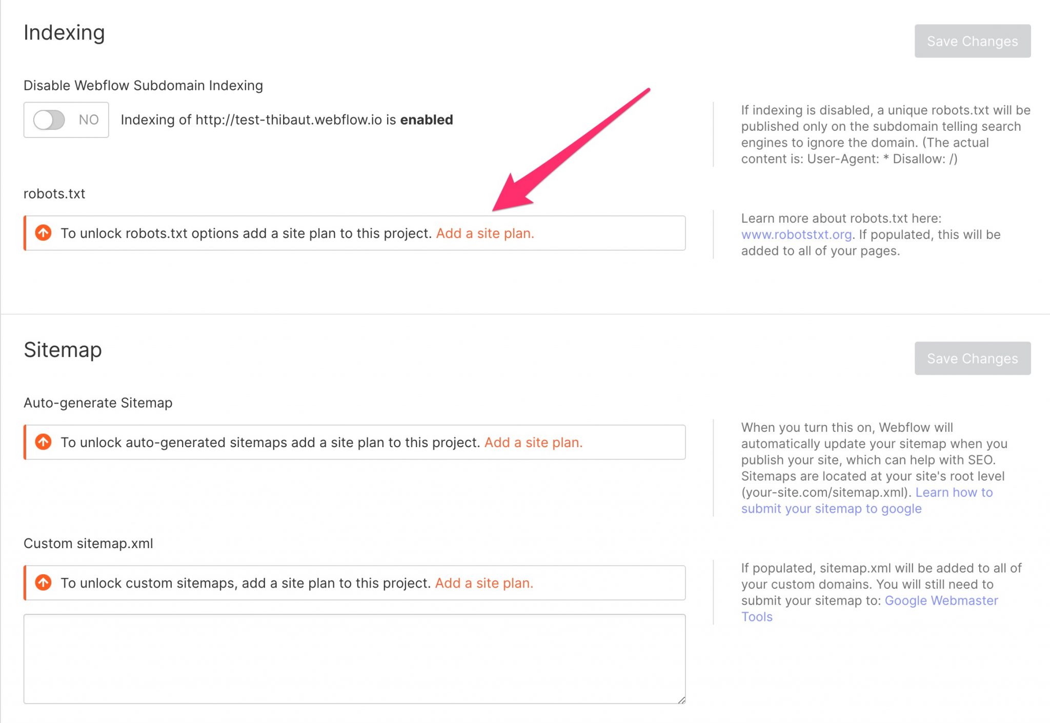 Réglages SEO sur Webflow