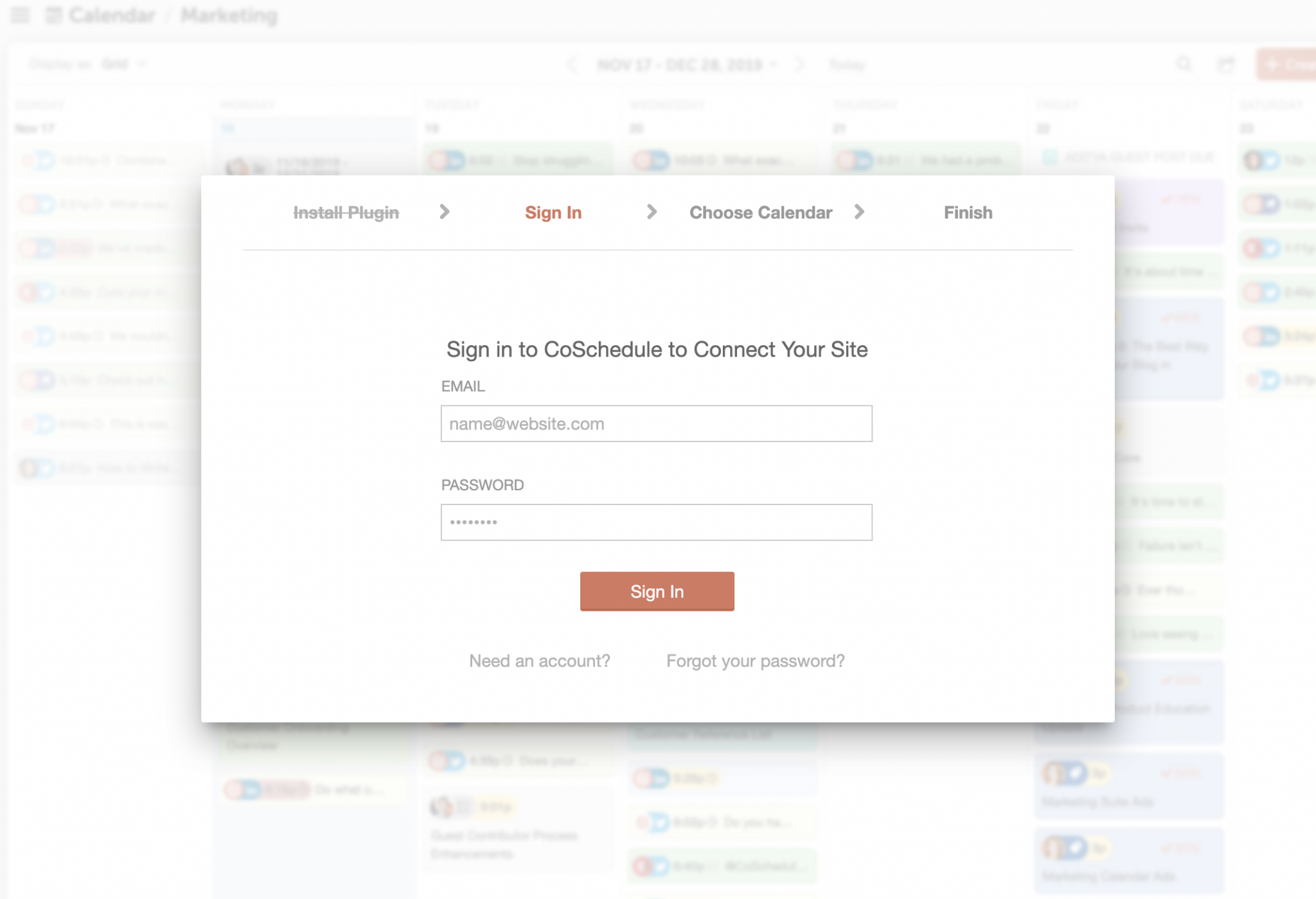 se connecter à CoSchedule pour connecter son site sur WordPress