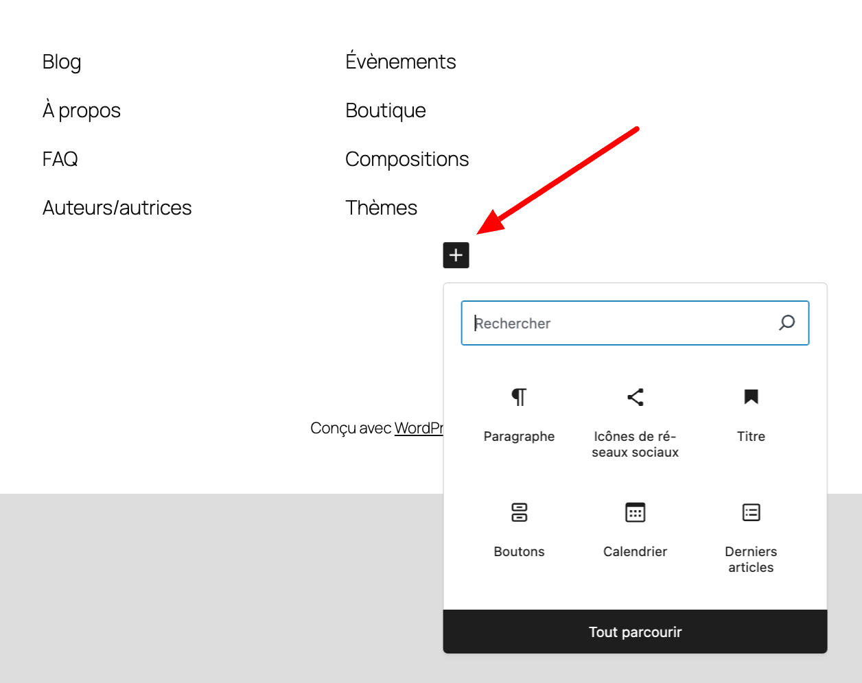 Ajouter un bloc dans un footer sur WordPress