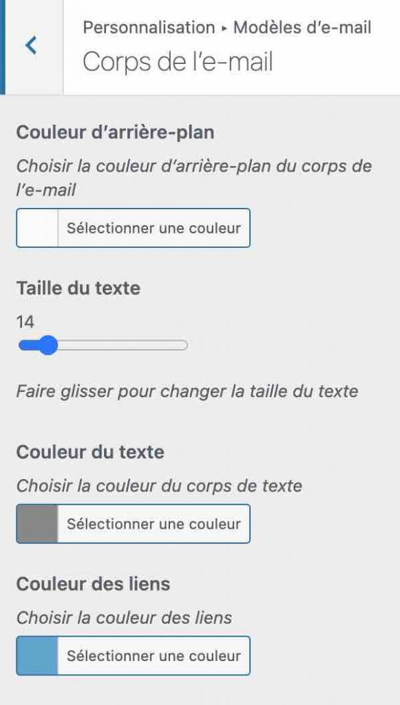 Corps de l'e-mail