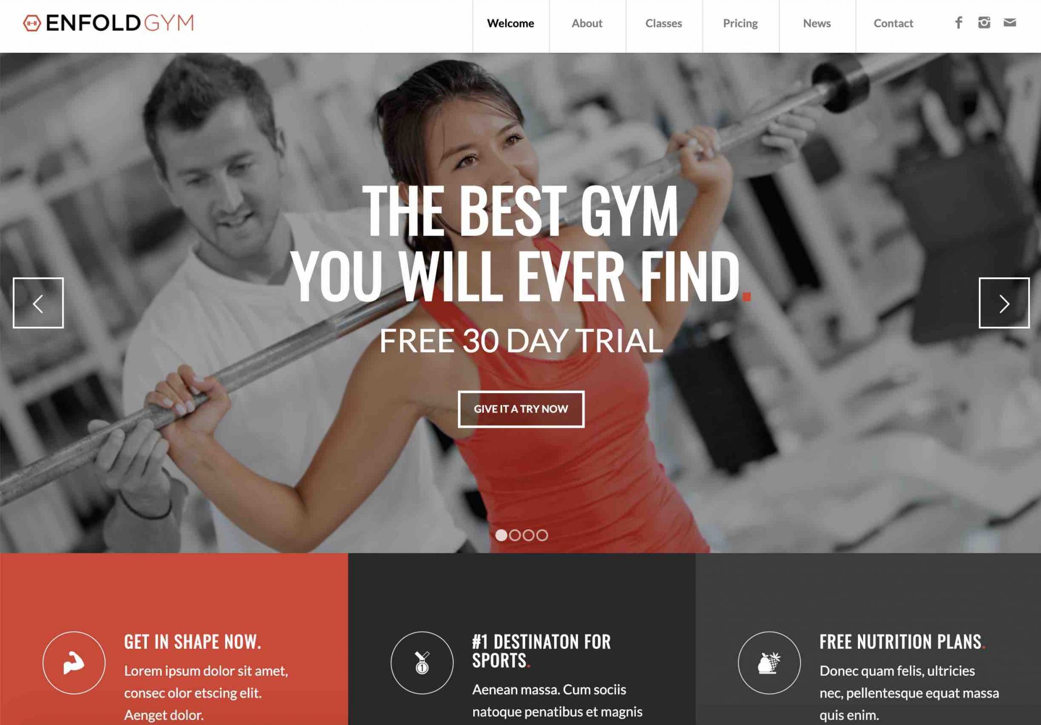 Demo of Enfold Gym