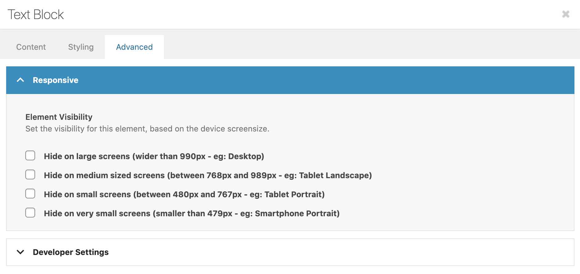 Responsive settings on Enfold theme