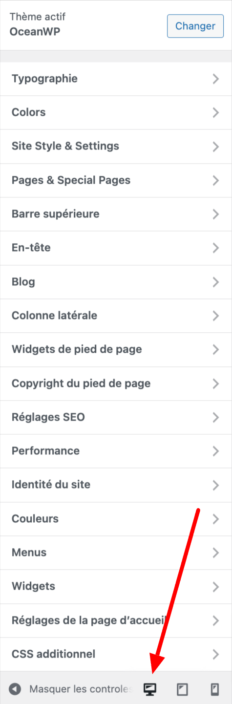 Les réglages responsive sur l'Outil de personnalisation de WordPress