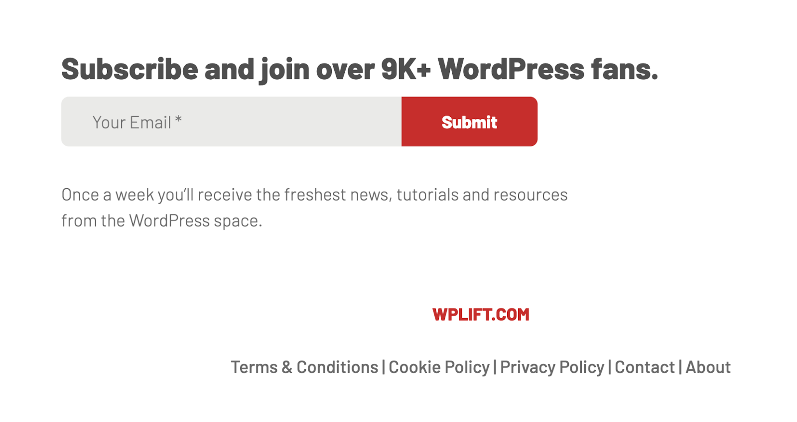 Formulaire d'opt-in sur le site de WP Lift