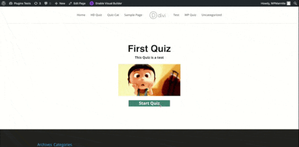 WordPress Quiz Cat plugin front end