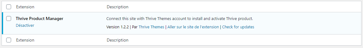 Thrive Product Manager plugin activated on WordPress