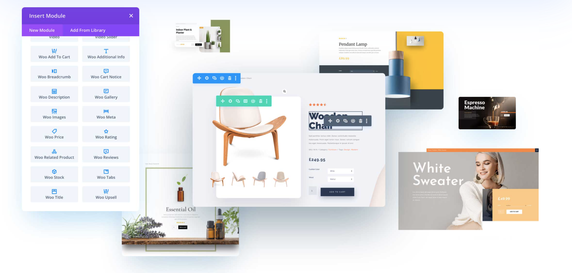 Aperçu du WooBuilder et des modules WooCommerce