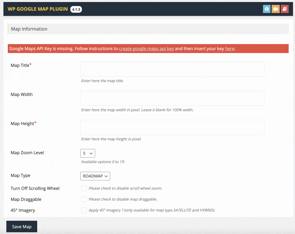 WP Google Map Plugin interface