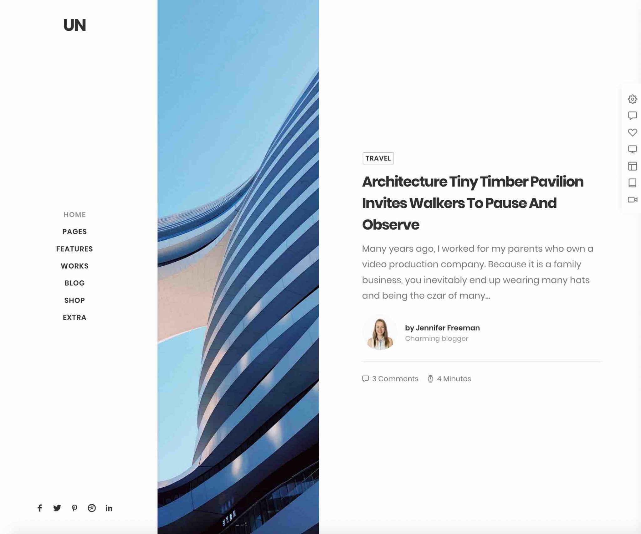 Blog Split demo of Uncode theme