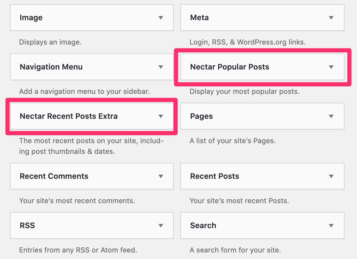 Salient Nectar Popular Posts and Nectar Recent Posts Extra widgets