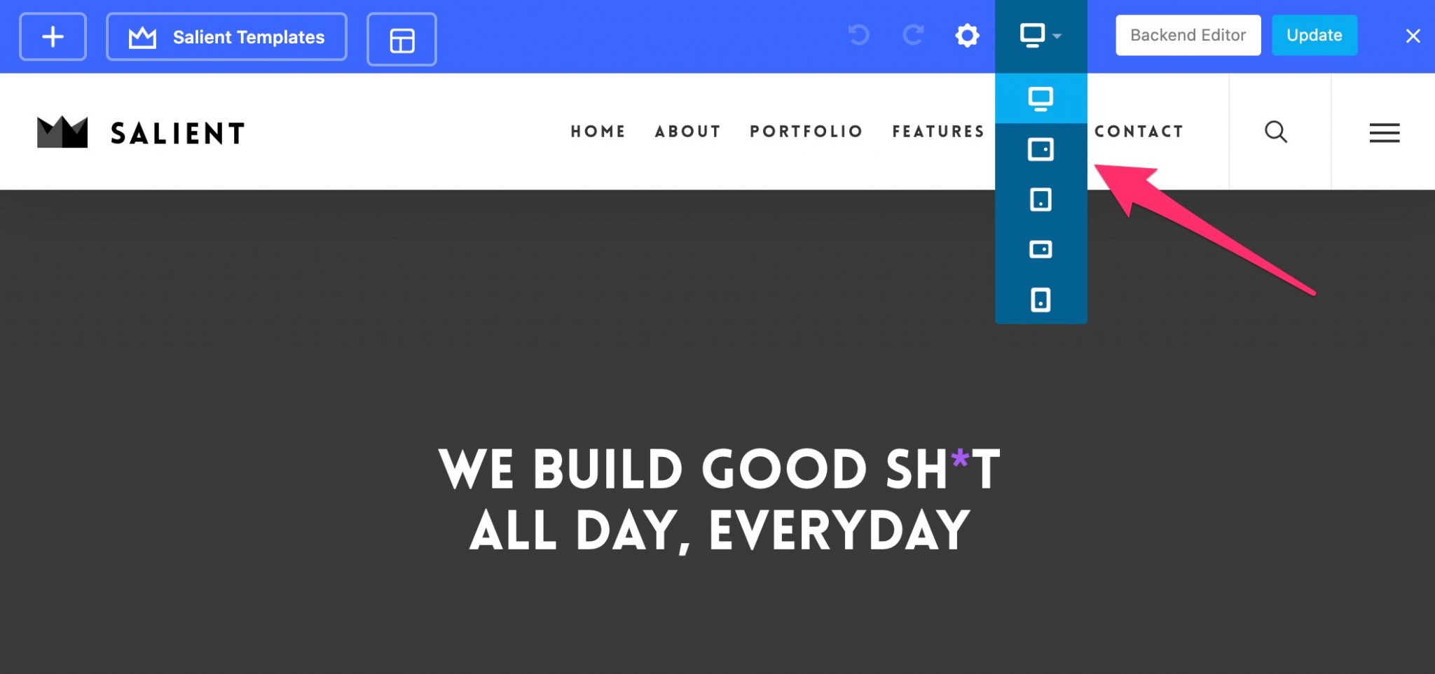 Responsive preview on Salient theme