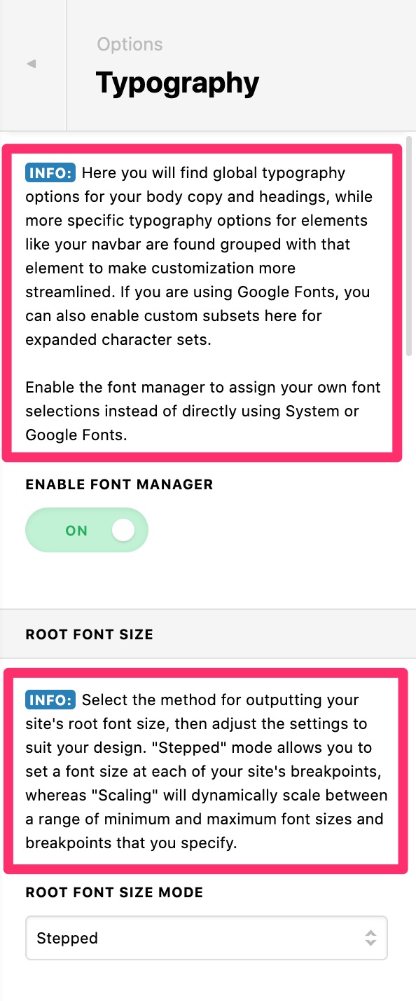 Typography small text X theme