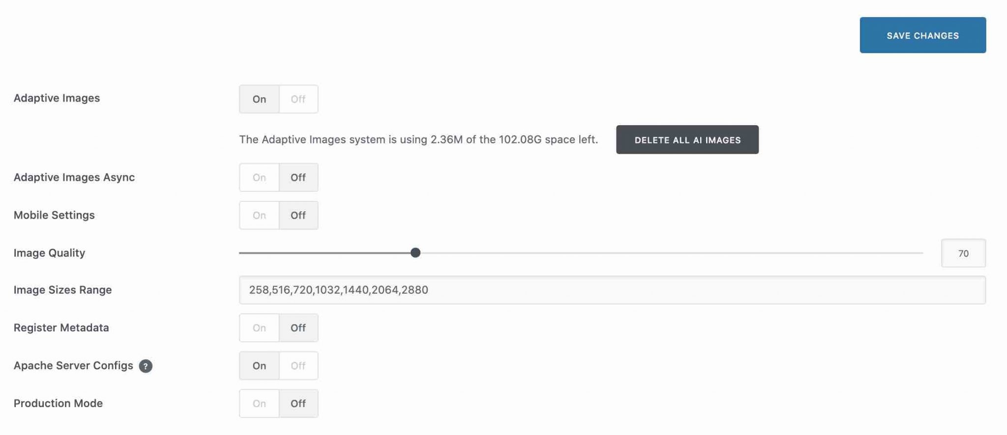 Adaptative images settings on Uncode theme