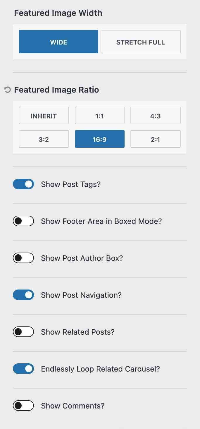 Les options de blog sur Kadence.