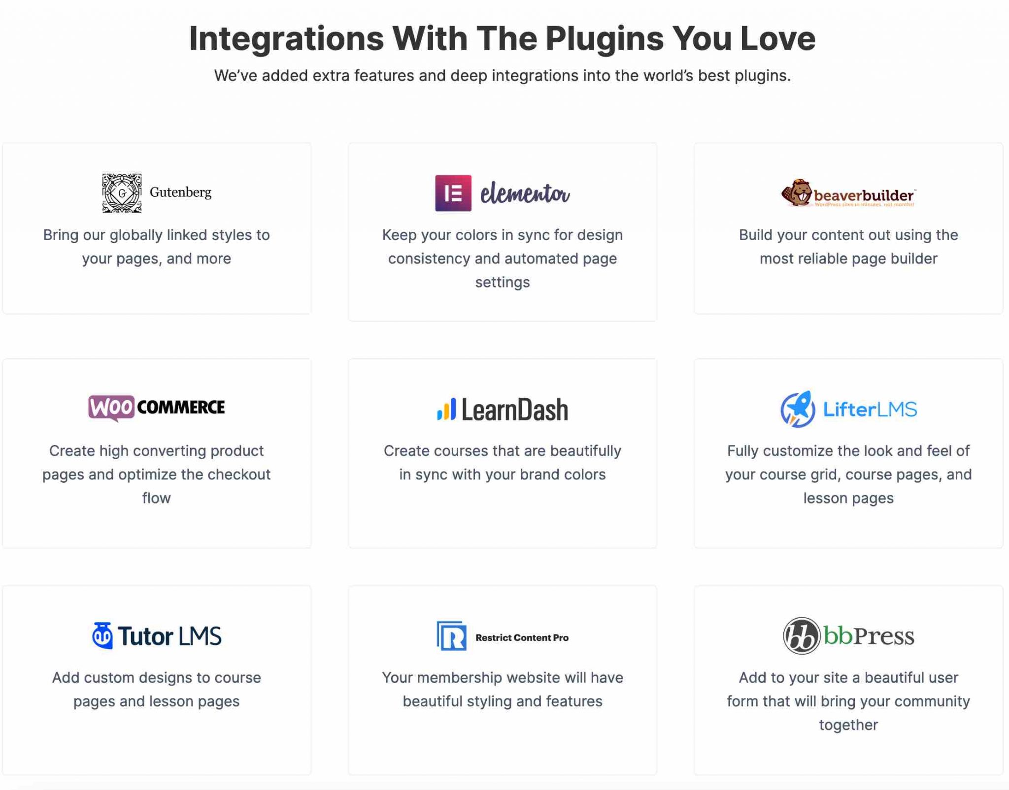 Intégration de Kadence avec des extensions célèbres.