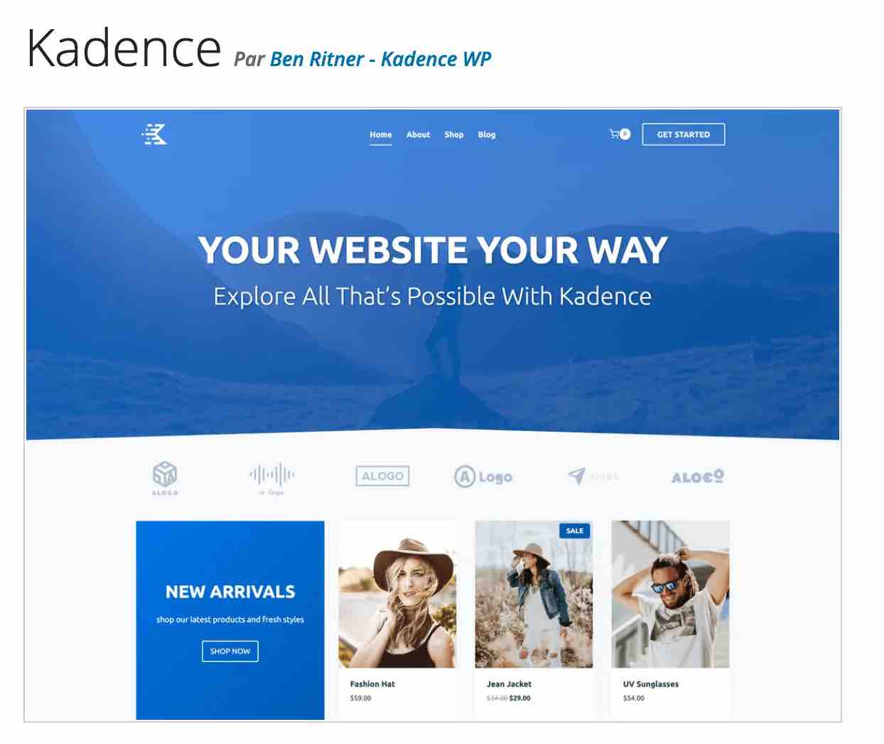 Le thème Kadence sur le répertoire officiel WordPress