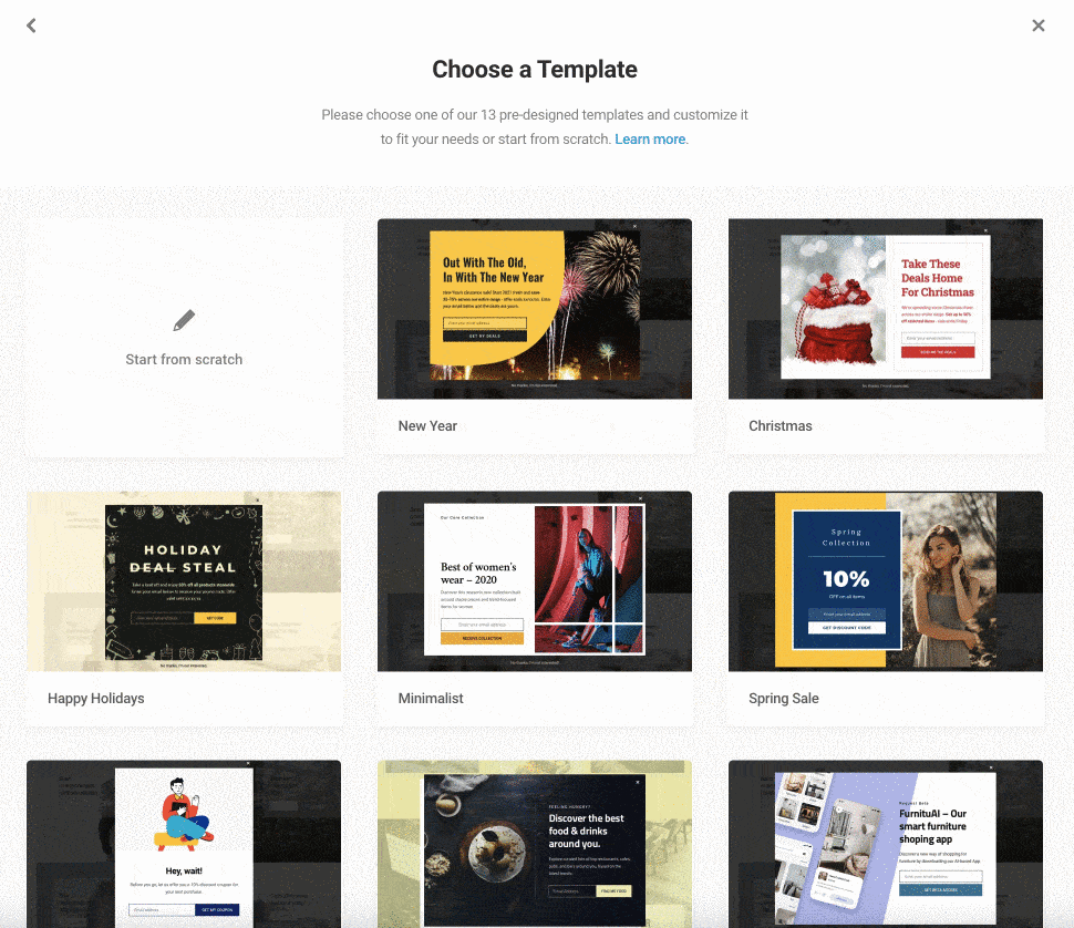 Hustle plugin template selection