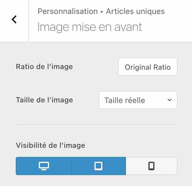 La personnalisation des articles uniques, avec l'image mise en avant.