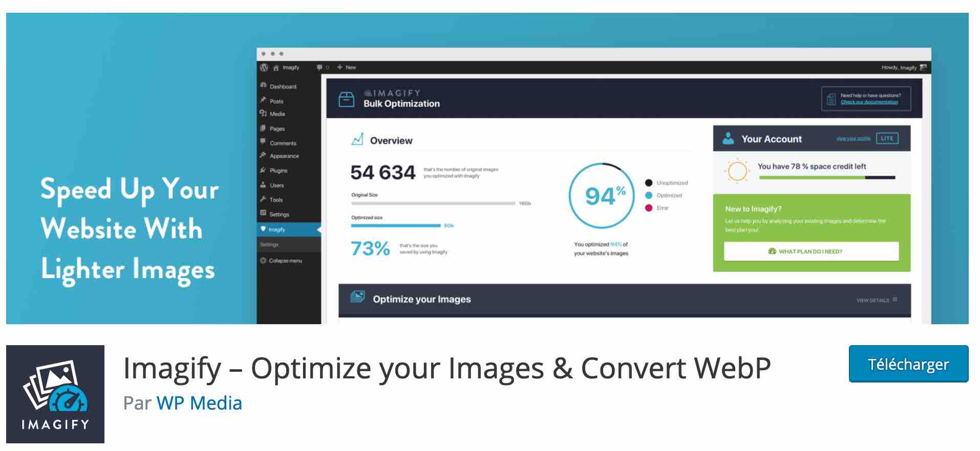 L'extension Imagify sur WordPress sur le répertoire officiel