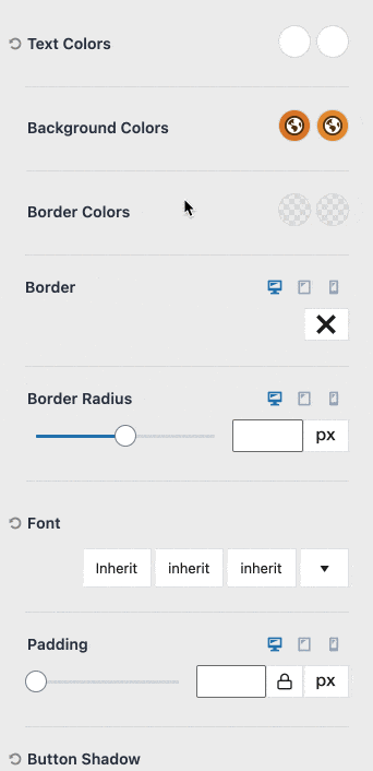 Buttons settings on Kadence theme