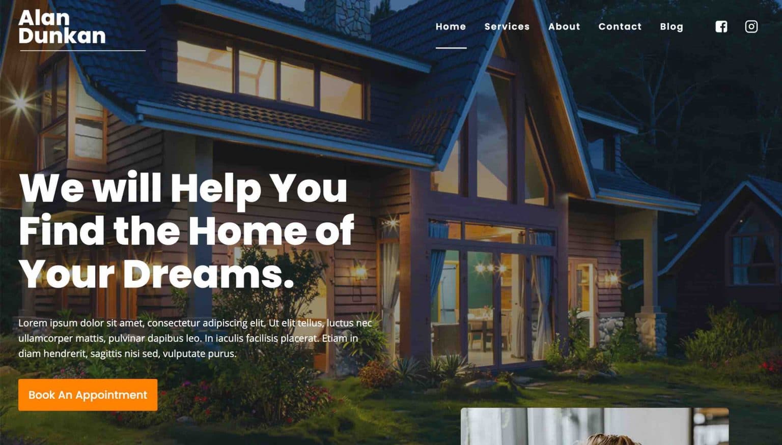 Lorem Ipsum text on a Kadence theme template