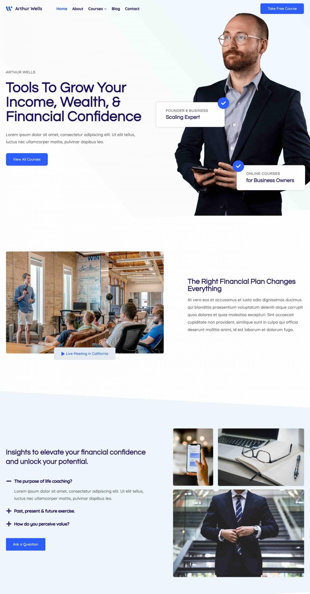 Personal Brand template demo of the Kadence theme