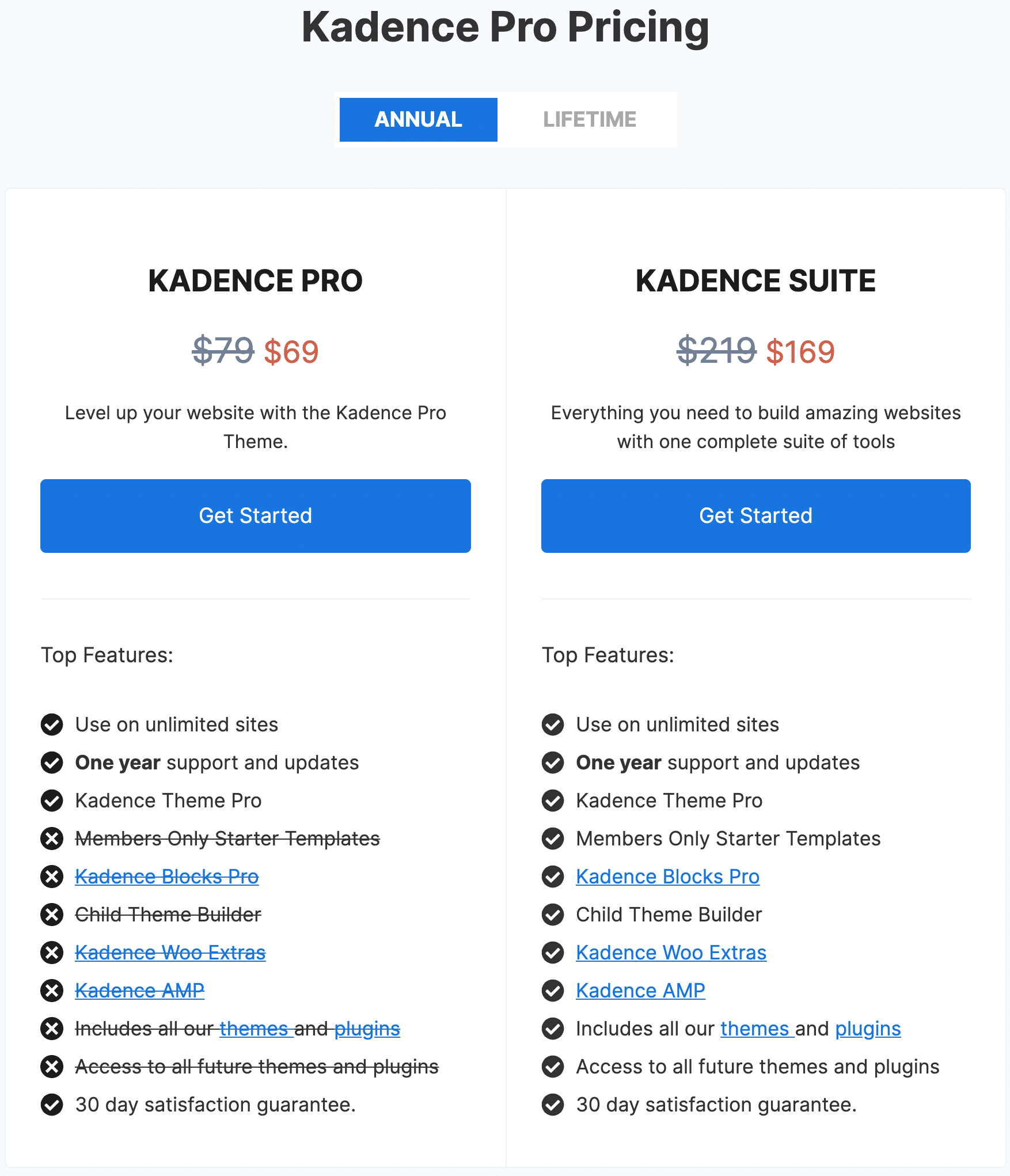Kadence Pro Pricing