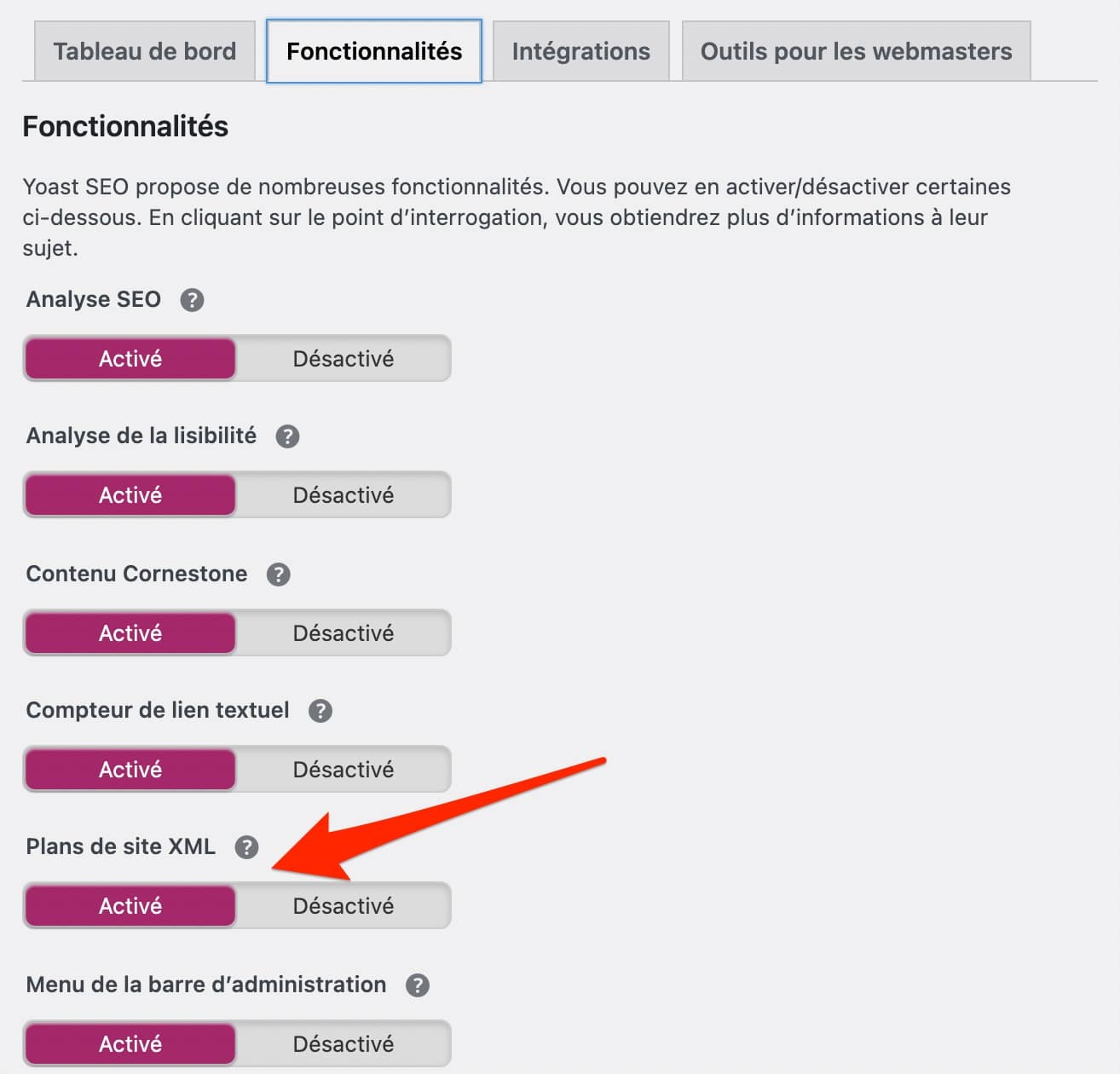 Plan de site XML sur Yoast SEO