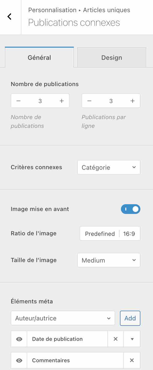 Le thème permet aussi de publier des publications connexes.