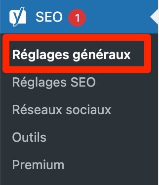Réglages généraux sur Yoast SEO