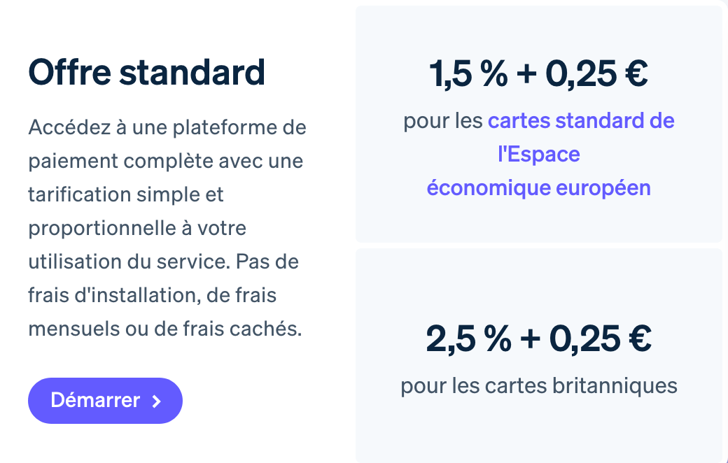 Frais appliqués par Stripe.