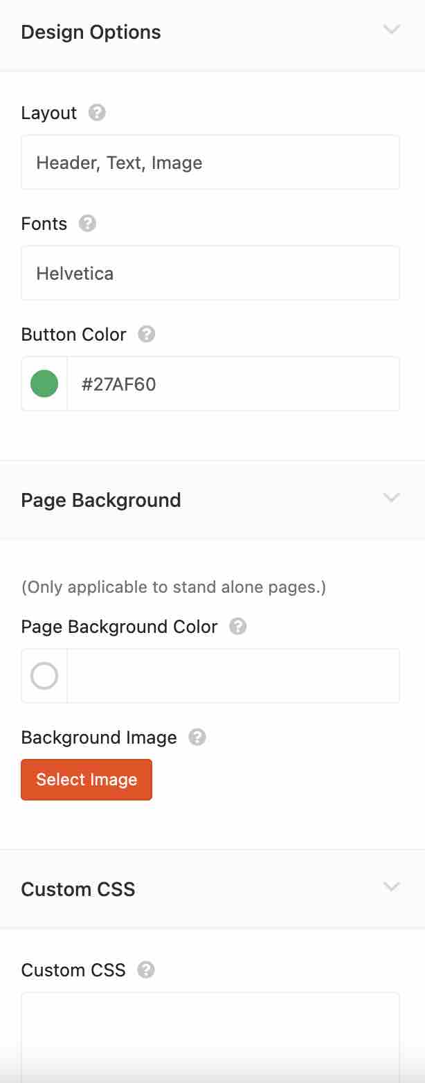 Design options on RafflePress.