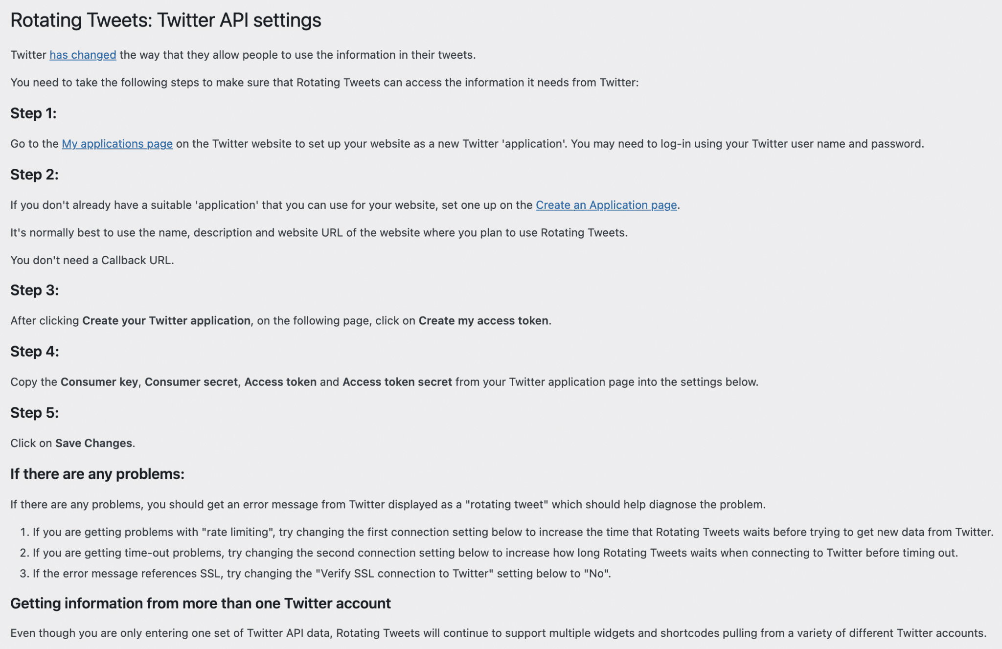 Rotating Tweets plugin settings in 5 steps.