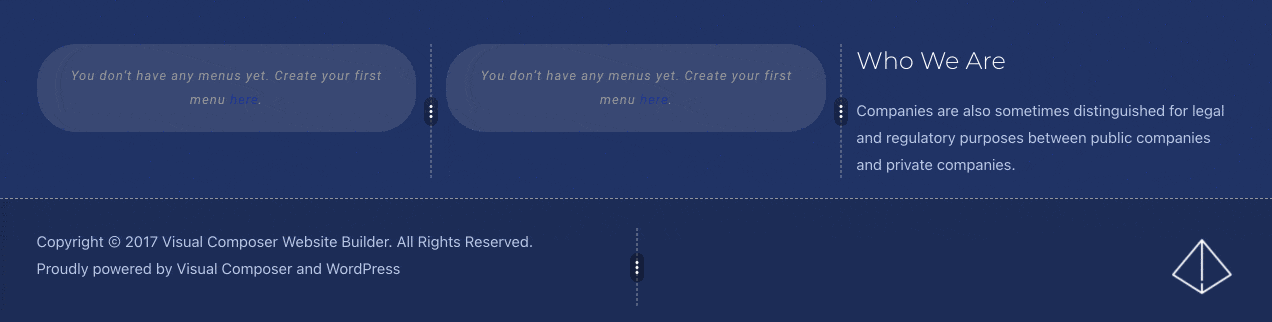 Footer customization on Visual Composer.