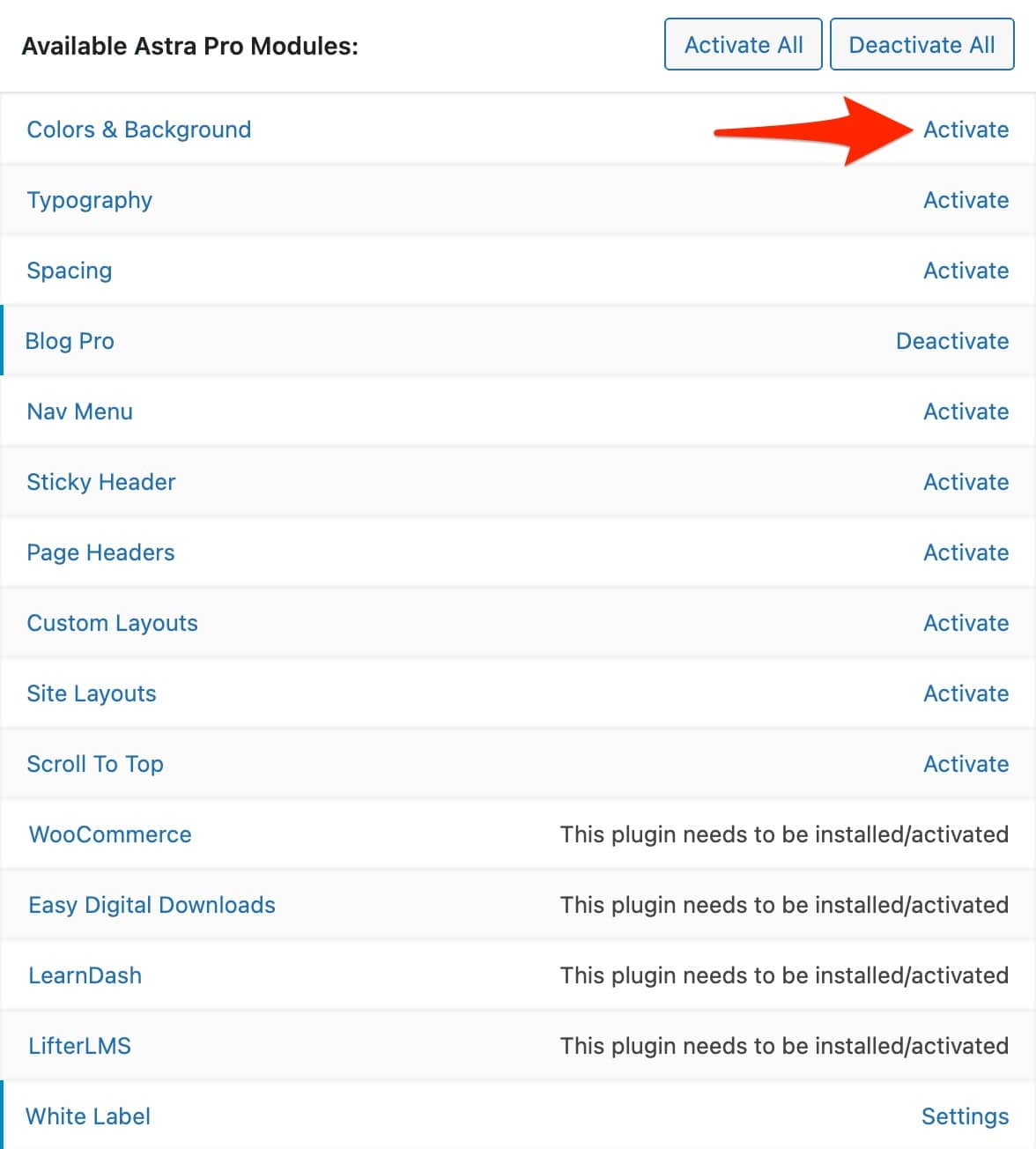 Pro modules of Astra theme.